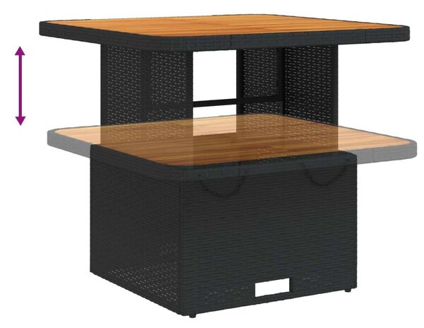 VidaXL Polyrattan Kerti Étkezőgarnitúra - 5 részes - Fekete