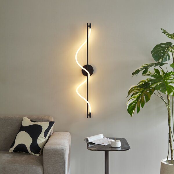Modern fekete fali lámpa LED-del, 3 fokozatban dimmelhető - Twirl