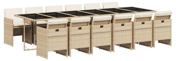 VidaXL Polyrattan Kerti Étkezőgarnitúra - 13 Részes - Bézs