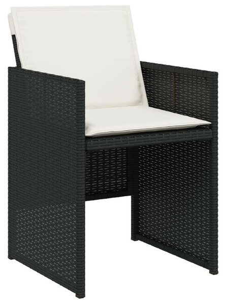 VidaXL Kerti Étkezőgarnitúra - 11 részes - Fekete Polyrattan
