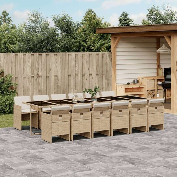 VidaXL Polyrattan Kerti Étkezőgarnitúra - 13 Részes - Bézs