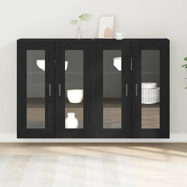 VidaXL Fali Szekrények 2 db Fekete tölgy 69,5 x 34 x 90 cm Szerelt Fa