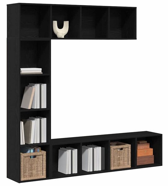 VidaXL Könyvespolc 3 pcs Fekete tölgy 36 x 30 x 143 cm Faanyag