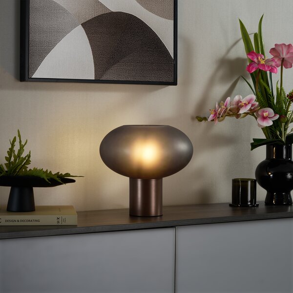Design asztali lámpa bronz matt szürke üveggel - Umbrella