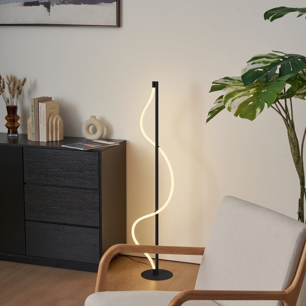 Modern állólámpa fekete, LED-del, 3 fokozatban dimmelhető - Twirl