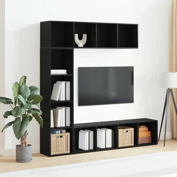 VidaXL Könyvespolc 3 pcs Fekete tölgy 36 x 30 x 143 cm Faanyag
