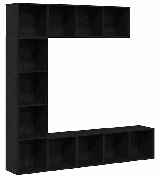 VidaXL Könyvespolc 3 pcs Fekete tölgy 36 x 30 x 143 cm Faanyag