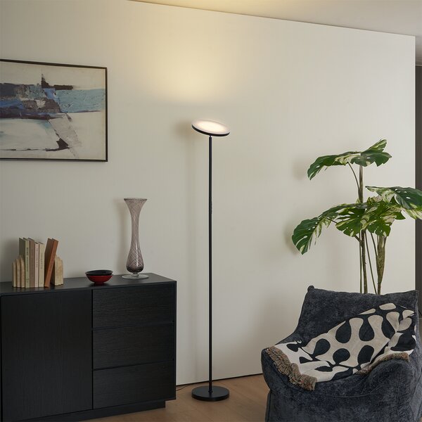Modern állólámpa fekete, LED-del, dimmelhető RGB-vel és távirányítóval - Sjors