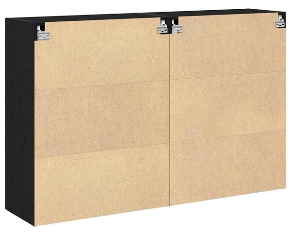 VidaXL Fali Szekrények 2 db Fekete tölgy 69,5 x 34 x 90 cm Szerelt Fa