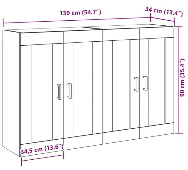 VidaXL Fali Szekrények 2 db Artisan tölgy 69,5 x 34 x 90 cm Szerelt Fa