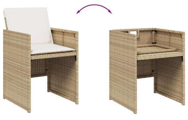 VidaXL Polyrattan Kerti Étkezőgarnitúra - 11 részes - Bézs