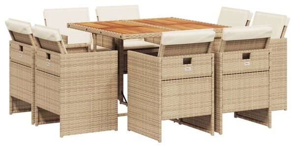 VidaXL - Polyrattan Kerti Étkezőgarnitúra - 9 részes - Bézs