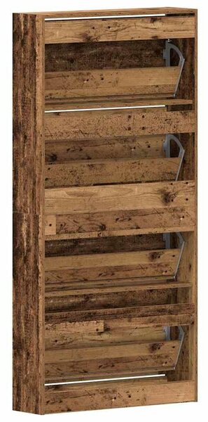 VidaXL Cipőszekrény tárolóval Régi fa 80 x 21 x 163.5 cm Faanyag