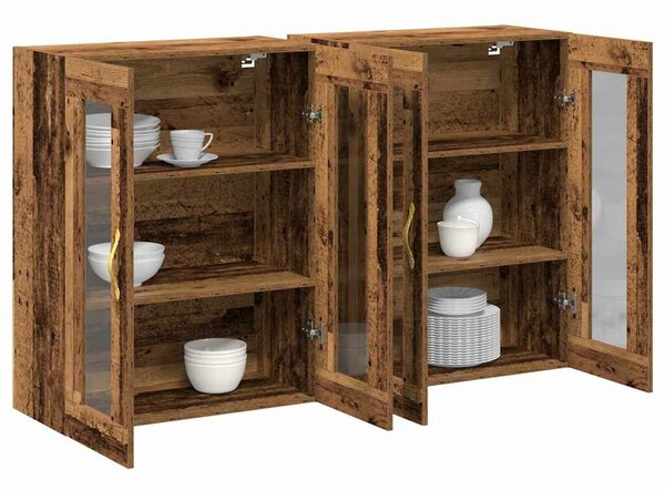VidaXL Fali Szekrények 2 db Öreg fa 69,5 x 34 x 90 cm Szerelt Fa