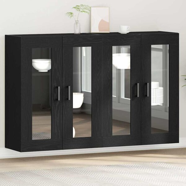 VidaXL Fali Szekrények 2 db Fekete tölgy 69,5 x 34 x 90 cm Szerelt Fa