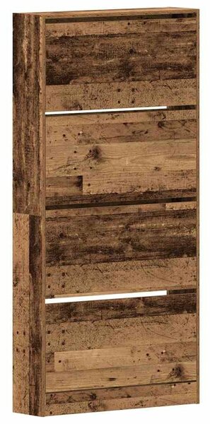 VidaXL Cipőszekrény tárolóval Régi fa 80 x 21 x 163.5 cm Faanyag