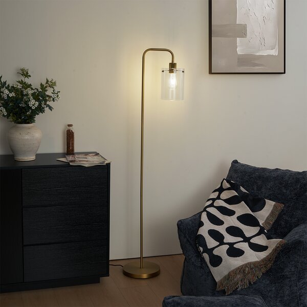 Design állólámpa bronz színben, átlátszó üveggel - Domo