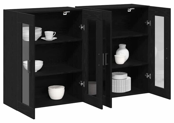 VidaXL Fali Szekrények 2 db Fekete tölgy 69,5 x 34 x 90 cm Szerelt Fa