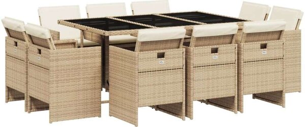 VidaXL Polyrattan Kerti Étkezőgarnitúra - 11 részes - Bézs