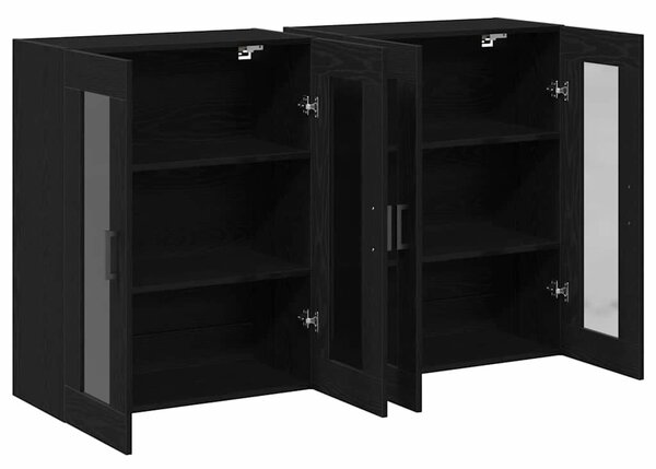 VidaXL Fali Szekrények 2 db Fekete tölgy 69,5 x 34 x 90 cm Szerelt Fa