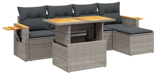 VidaXL Polyrattan Kerti Ülőgarnitúra - 6 részes - Szürke