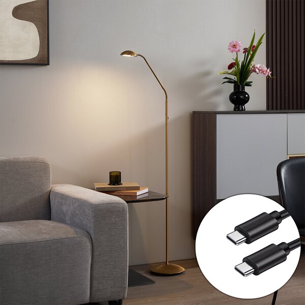 Modern állólámpa bronz LED-del, 3 lépésben dimmelhető, újratölthető - Waldorf