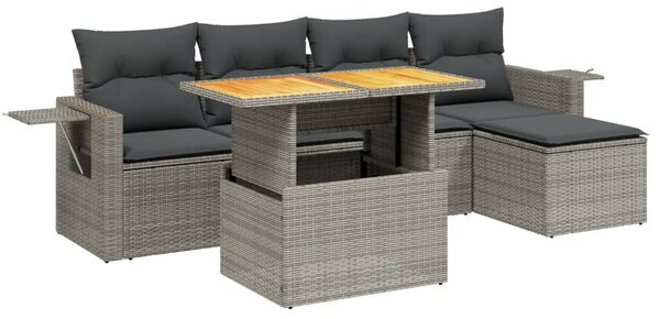 VidaXL Polyrattan Kerti Ülőgarnitúra - 6 részes - Szürke