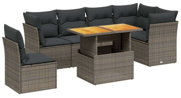 VidaXL Polyrattan Kerti Ülőgarnitúra - 7 részes - Szürke