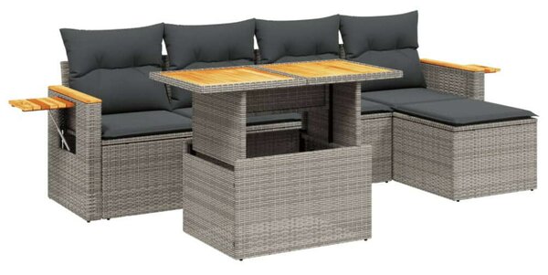 VidaXL Polyrattan Kerti Ülőgarnitúra - 6 részes - Szürke