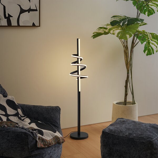 Design állólámpa fekete színben, dimmelhető LED-del és 3 fokozatú kapcsolóval - Rolla