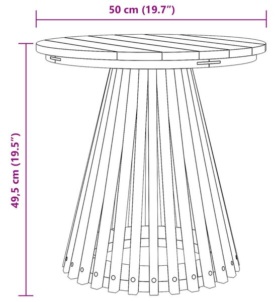 VidaXL Kert Oldalsó Asztal Ø50x49.5 cm Tömör Fa Tíka