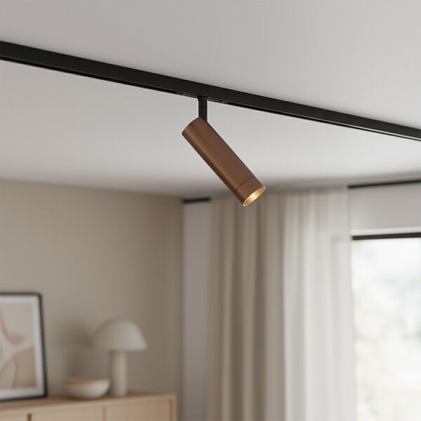 Modern sötét bronz spotlámpa 1 fázisú sínrendszerhez GU10 35mm - Slimline Uzzy