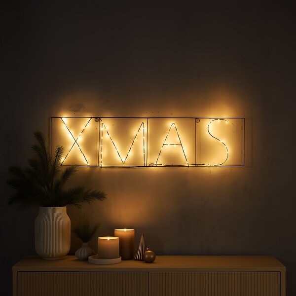 Karácsonyi fali lámpa fekete XMAS LED-del, időzítővel IP44 - Yoro