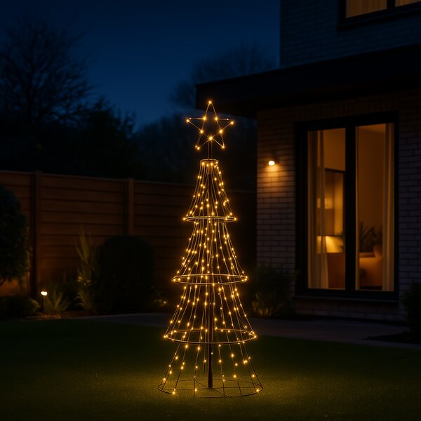 Karácsonyi állólámpa fekete fa 150 cm LED-del, időzítővel IP44 - Ugoku