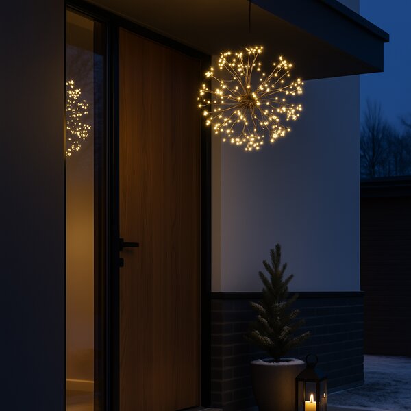 Karácsonyi függőlámpa gömb fekete 40 cm LED-del, időzítővel IP44 - Nobu
