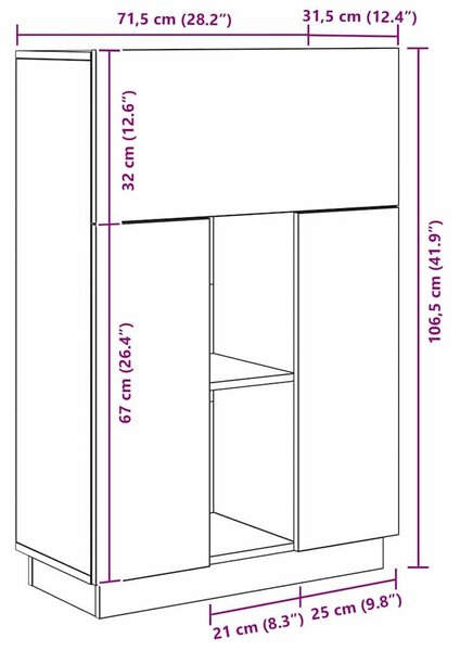 VidaXL Asztal polcokkal Füstölt tölgy 71.5 x 31.5 x 106.5 cm Faanyag