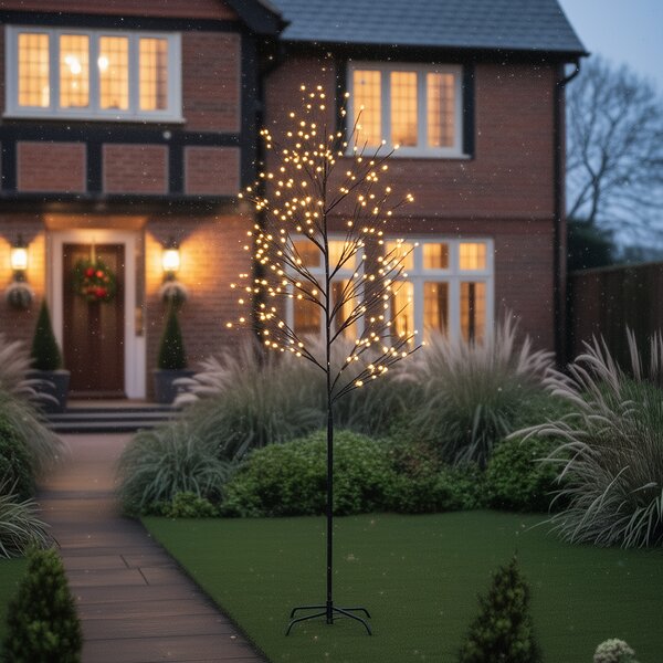 Karácsonyfa fekete 200 cm LED-del, IP44 - Vixen