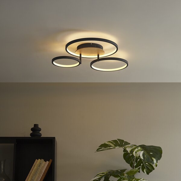 Modern mennyezeti lámpa fa LED-del 3 fokozatban dimmelhető 3-lámpás - Rondas