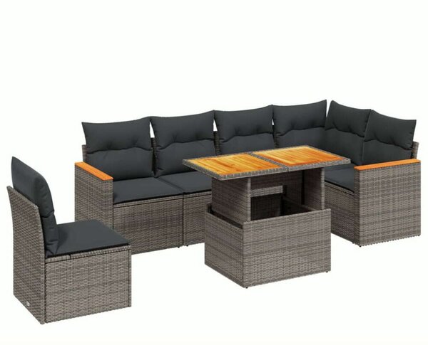 VidaXL Polyrattan Kerti Ülőgarnitúra - 7 részes - Szürke
