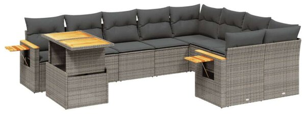 VidaXL Polyrattan Kerti Ülőgarnitúra - 10 részes - Szürke