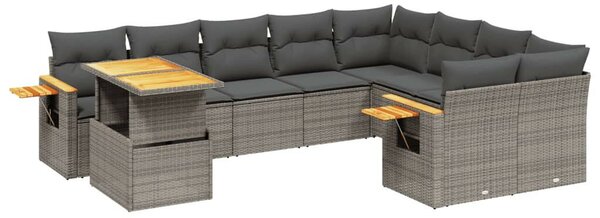 VidaXL Polyrattan Kerti Ülőgarnitúra - 10 részes - Szürke