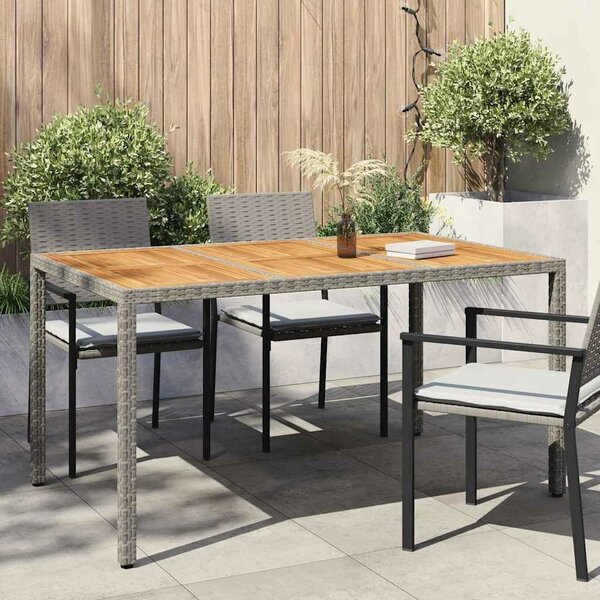 VidaXL Kerti Asztal Szürke 150 x 90 x 75 cm polirattan
