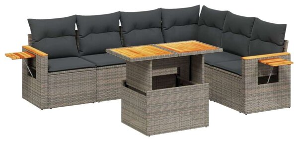 VidaXL Polyrattan Kerti Ülőgarnitúra - 7 részes - Szürke