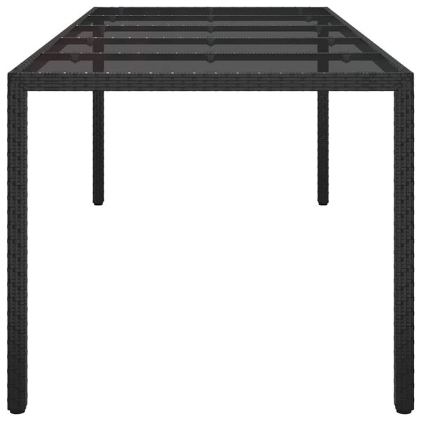 VidaXL Kerti Étkezőasztal Tiszta fekete. 250 x 100 x 75 cm Poli rattan