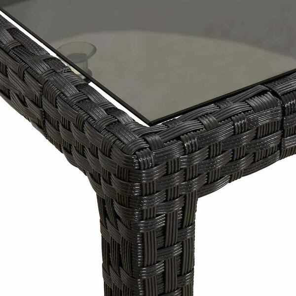 VidaXL Kerti Étkezőasztal Tiszta fekete. 250 x 100 x 75 cm Poli rattan