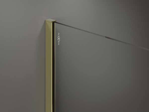 Mexen Kioto zuhanyparaván 90x200 cm 8 mm, arany profil, fehér kivitel, 800-090-101-50-85