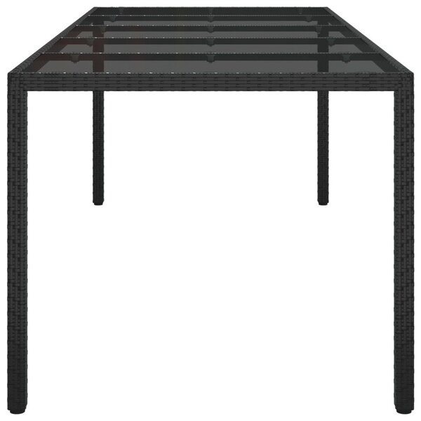 VidaXL Kerti Étkezőasztal Tiszta fekete. 250 x 100 x 75 cm Poli rattan