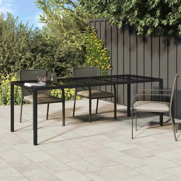 VidaXL Kerti Étkezőasztal Tiszta fekete. 250 x 100 x 75 cm Poli rattan