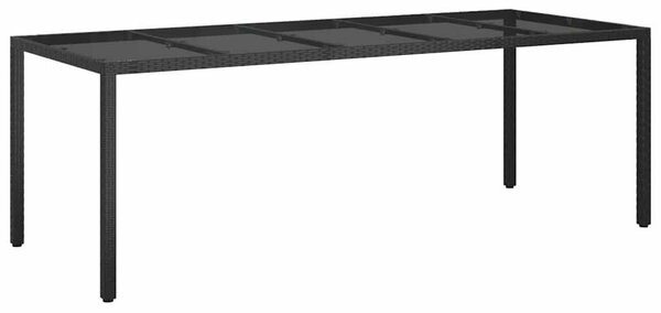 VidaXL Kerti Étkezőasztal Tiszta fekete. 250 x 100 x 75 cm Poli rattan