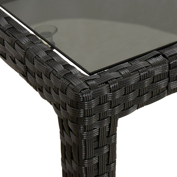 VidaXL Kerti Étkezőasztal Tiszta fekete. 250 x 100 x 75 cm Poli rattan
